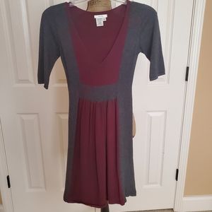 Sophie Max XS Sweater Dress Burgundy Maroon Gray